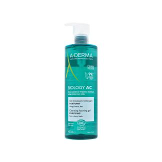 A-Derma Biology AC Αφρίζον Ζελ Καθαρισμού Λιπαρό δέρμα  Δέρμα με Τάση Ακμής 400ml 