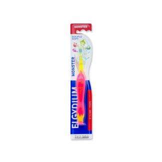 Elgydium Kids Monster Οδοντόβουρτσα Κίτρινη-Φούξια 2-6 ετών 3577056008085