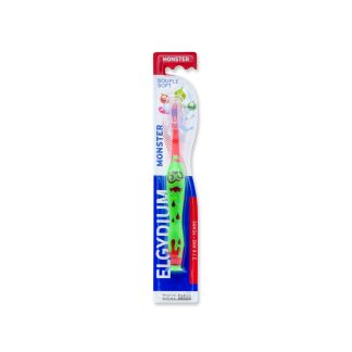 Elgydium Kids Monster Οδοντόβουρτσα Κόκκινη-Λαχανί 2-6 ετών 3577056008085