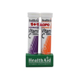 Health Aid Vitamin C Blackcurrant 20 αναβράζοντα δισκία & Vitamin C Orange 1000mg 20 αναβράζοντα δισκία