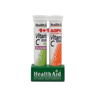 Health Aid Vitamin C 1000mg Plus Echinacea 20 αναβράζοντα δισκία & Vitamin C 1000mg Orange 20 αναβράζοντα δισκία