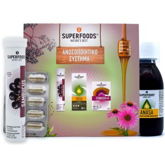 Superfoods Sambucus 20 αναβράζοντα δισκία & Anasa Sirop Adult 120ml & Echinacea 30 κάψουλες 