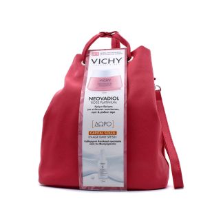 Vichy Neovadiol Rose Platinum Αντιρυτιδική Κρέμα Ημέρας 50ml & Αντηλιακό Προσώπου κατά της Φωτογήρανσης Capital Soleil UV-Age Daily Face Fluid SPF50+ 15ml & Τσαντάκι Κόκκινο