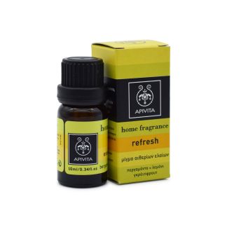 Apivita Essential Oil Home Fragrance Refresh με Περγαμόντο, Λεμόνι & Γκρέιπφρουτ 10ml