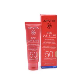 Apivita Bee Sun Safe Κρέμα Προσώπου κατά των Πανάδων & των Ρυτίδων με Χρώμα SPF50 50ml