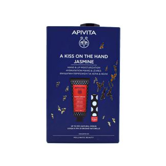 Apivita A Kiss On The Hand Jasmine Hand Cream 50ml & Lip Care Pomegranate 4.4g