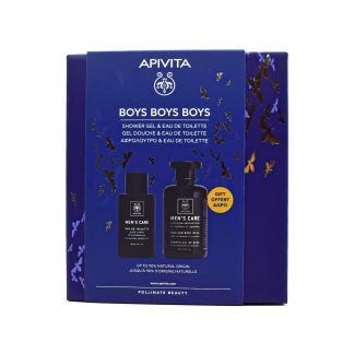Apivita Boys Boys Boys Mens Care with Cedar & Cardamom Eau de Toilette 100ml & Hair & Body Wash 250ml 