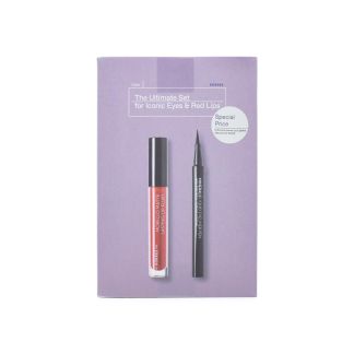 Korres The Ultimate Set Liquid Eyeliner Pen 01 Black & Morello Lip Fluid 59 Brick Red