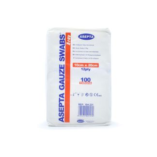 Asepta Gauze Swabs X-Ray Επιθέματα Γάζας Ακτινοσκιερά 10cm x 20cm 12ply 100 τμχ