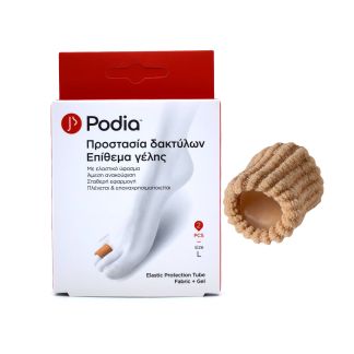  Podia Elastic Protection Tube Fabric & Gel Προστασία Δακτύλων - Επίθεμα Γέλης Large 2 τμχ