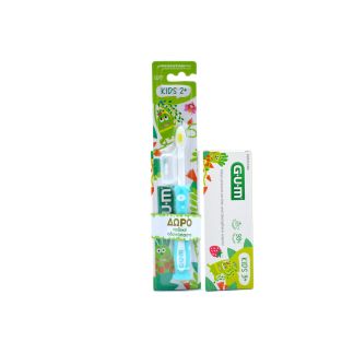 Sunstar Gum Οδοντόβουρτσα Kids 2+ Ετών Monster Γαλάζια + Οδοντόπαστα  Junior 3+ Tutti Frutti 50ml