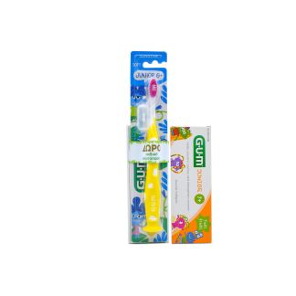 Sunstar Gum Οδοντόβουρτσα Junior 6+ Monster Κίτρινη + Οδοντόπαστα  Junior 7+ Tutti Frutti 50ml