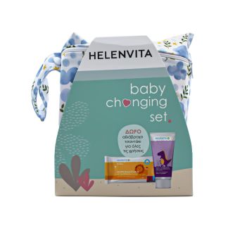 Helenvita Baby Changing Set Nappy Rash Cream 150ml & Μωρομάντηλα με Χαμομήλι 64 τμχ & Τσαντάκι