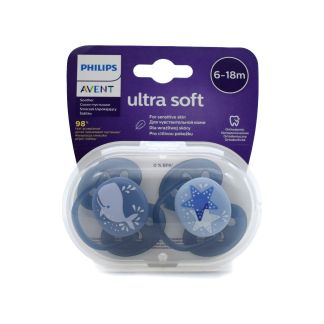 Philips Avent Ultra Soft Πιπίλες 6-18m Μπλε 2 τμχ