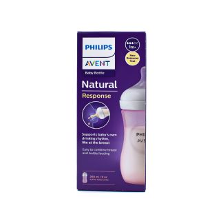Philips Avent Μπιμπερό Natural Response από 1ο μήνα SCY903/11 Ροζ 260ml 1 τμχ