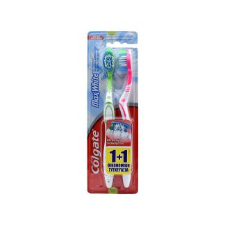 Colgate Οδοντόβουρτσα Max White Medium Πράσινη Ροζ 2 τμχ 8718951140219