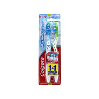 Colgate Οδοντόβουρτσα Max White Medium Μπλε Πράσινη 2 τμχ 8718951140219