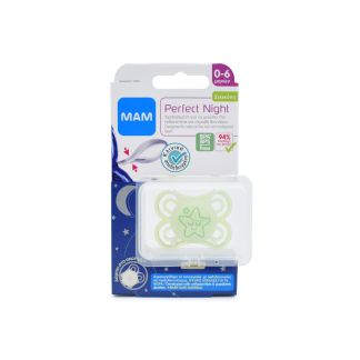 Mam Perfect Night Πιπίλα 0-6m Silicone 135S Πράσινη Αστεράκι 1 τμχ 9001616672781