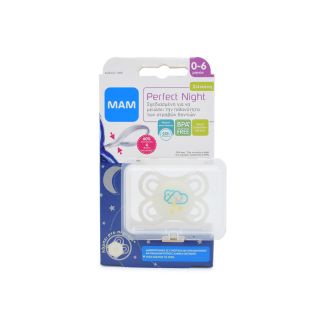 Mam Perfect Night Πιπίλα 0-6m Silicone 135S Λευκό Σύννεφο 1 τμχ 9001616672781
