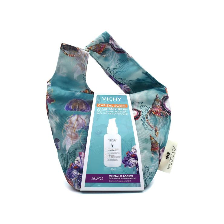 Vichy Capital Soleil UV-Age Daily SPF50 40ml & Mineral 89 Booster 10ml & Cosmetic Bag