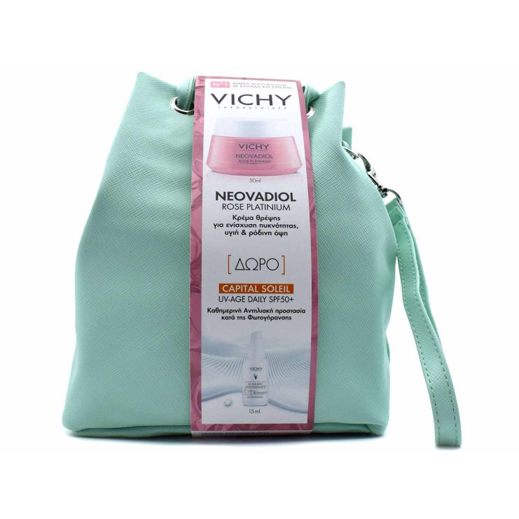 Vichy Neovadiol Rose Platinum Αντιρυτιδική Κρέμα Ημέρας 50ml & Capital Soleil UV-Age Daily SPF50+ 15ml & Τσαντάκι 