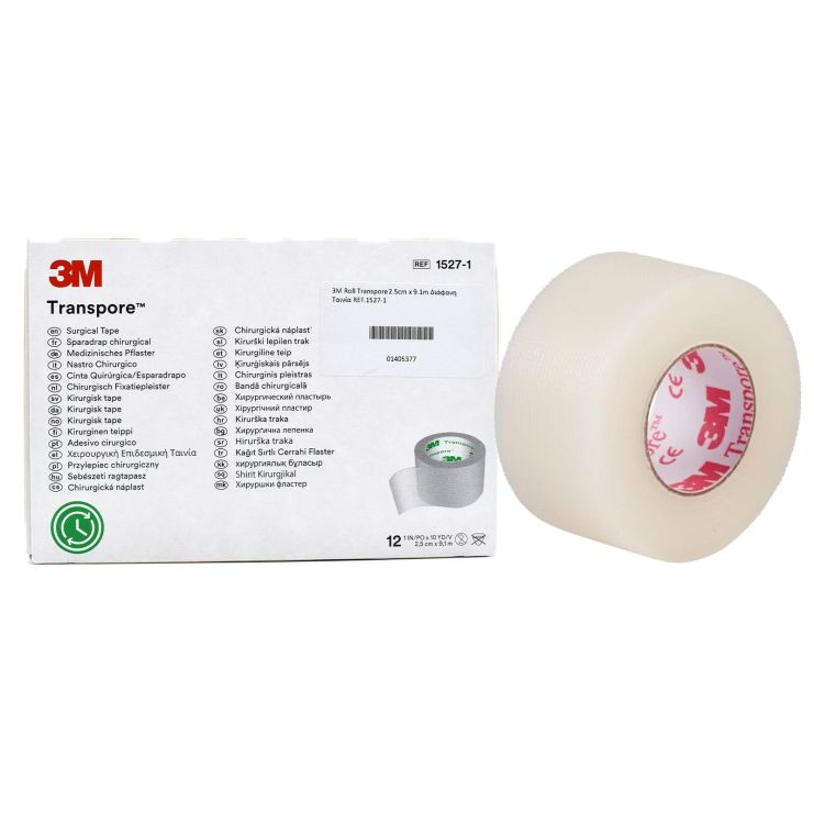 3M Transpore Αυτοκόλλητη Χειρουργική Επιδεσμική Ταινία 2.5cm x 9,1cm 1527-1 1 τμχ