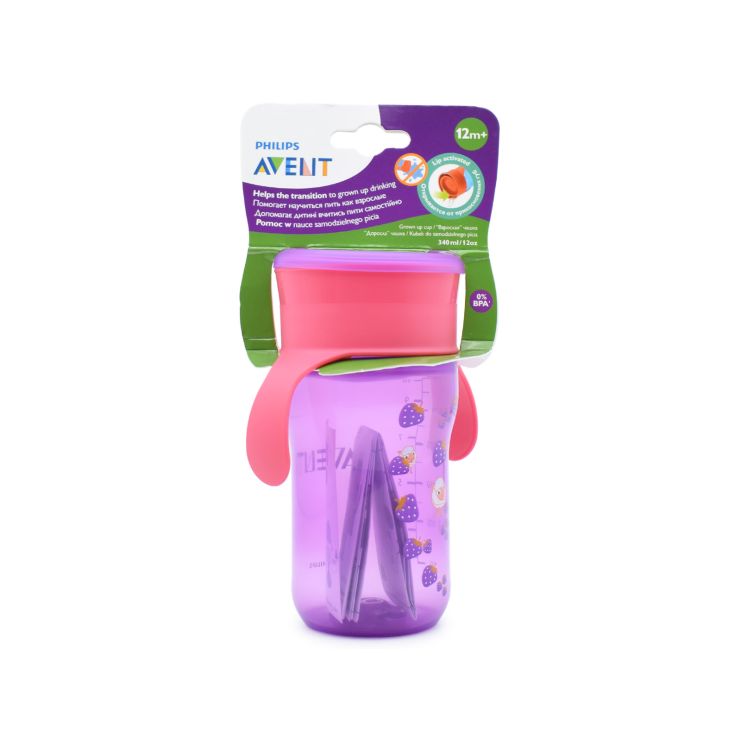 Philips Avent Κύπελλο Εκμάθησης με Λαβές 12m+ SCF784/00 Μωβ-Ροζ 340ml