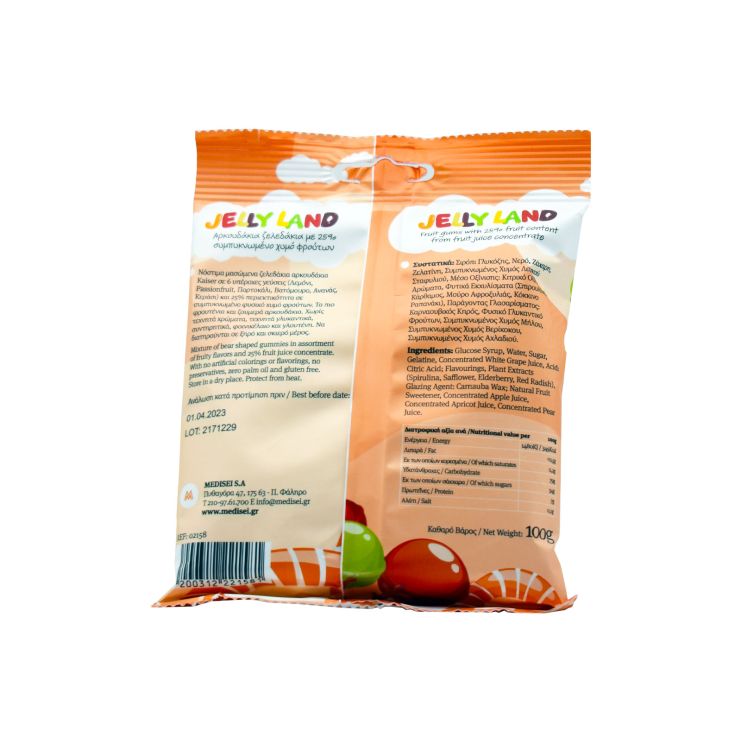 Kaiser 1889 Jelly Land Fruity bears (Αρκουδάκια Ζελεδάκια με Συμπυκνωμένο Χυμό Φρούτων) 100gr