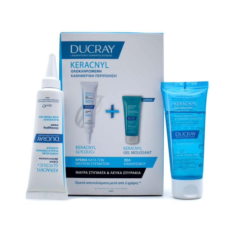 Ducray Keracnyl Glycolic+ Cream 30ml Foaming Gel 40ml