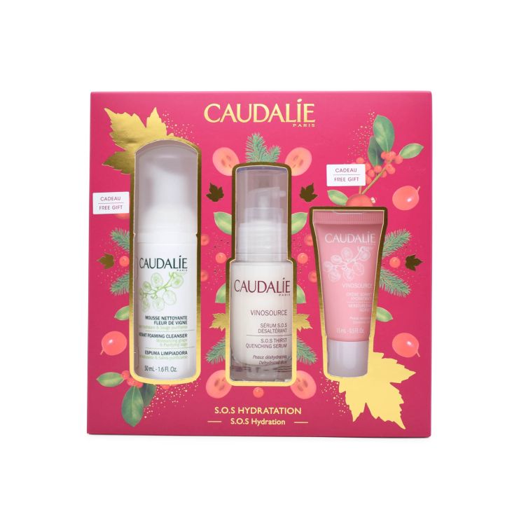 Caudalie S.O.S Thirst Quenching Serum 30ml & Instant Foaming Cleanser 50ml & Moisturising Sorbet 15ml