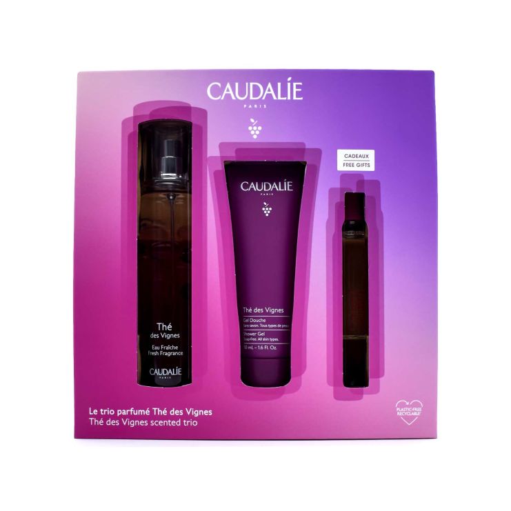 Caudalie The Des Vignes Scented Trio Gift Set with Fresh Fragrance 50ml, Fresh Fragrance Roll-On 10ml & Shower Gel 30ml