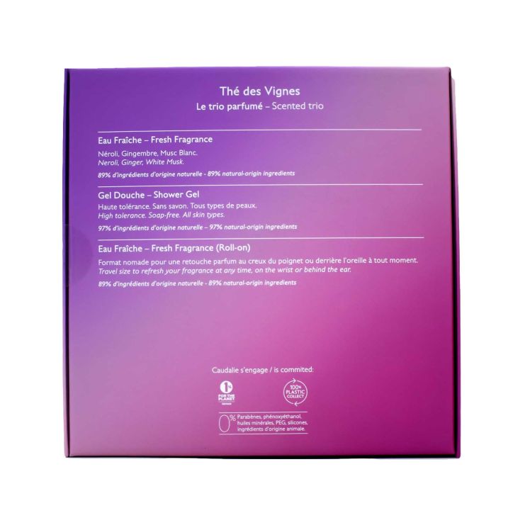 Caudalie The Des Vignes Scented Trio Gift Set with Fresh Fragrance 50ml, Fresh Fragrance Roll-On 10ml & Shower Gel 30ml