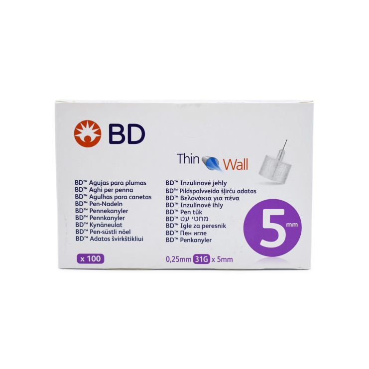 BD Βελονάκια για Πένα Thin Wall 0,25mm 31G x 5mm 100 τμχ