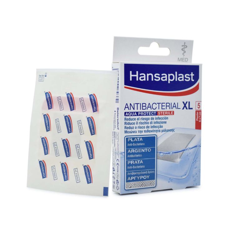 Hansaplast Antibacterial XL Aqua Protect Med 6cm x 7cm 5 επιθέματα