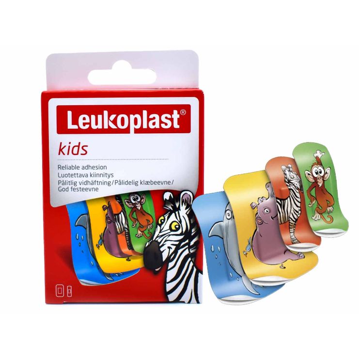 BSN Leukoplast Kids Αυτοκόλλητα Επιθέματα με Ζωάκια 2 μεγέθη 8 Επιθέματα 19mm x 56mm  4 Επιθέματα 38mm x 63mm) 12 τμχ