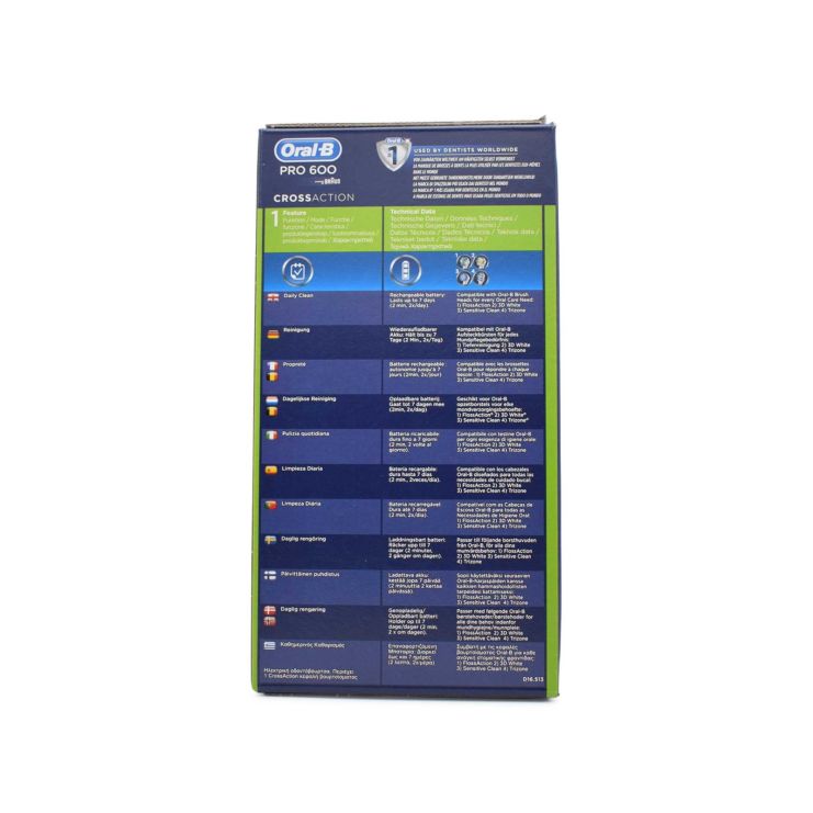 Oral-B Pro 600 Επαναφορτιζόμενη Ηλεκτρική Οδοντόβουρτσα Crossaction 1 τμχ