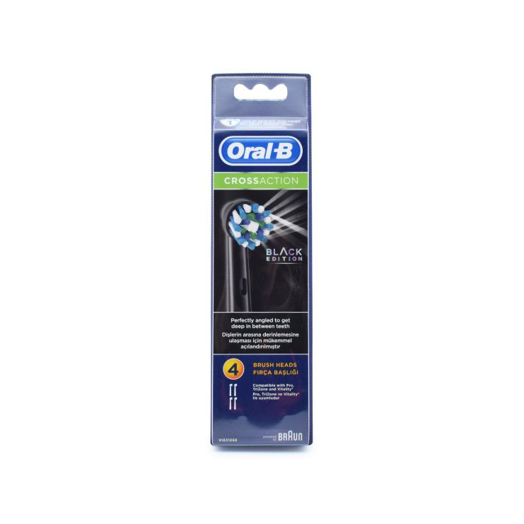 Oral-B Crossaction Black Ανταλλακτικές Κεφαλές 4 τμχ