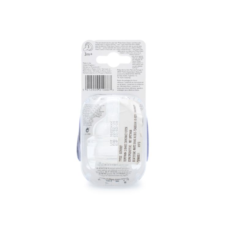 Philips Avent Classic Θηλές για Μπιμπερό 3m+ 3 Οπές SCF633/27 2τμχ