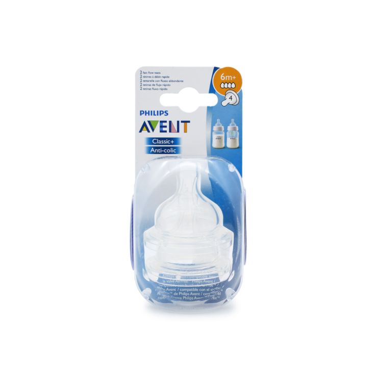 Philips Avent Classic Θηλές για Μπιμπερό 6m+ 4 Οπές SCF634/27 2τμχ