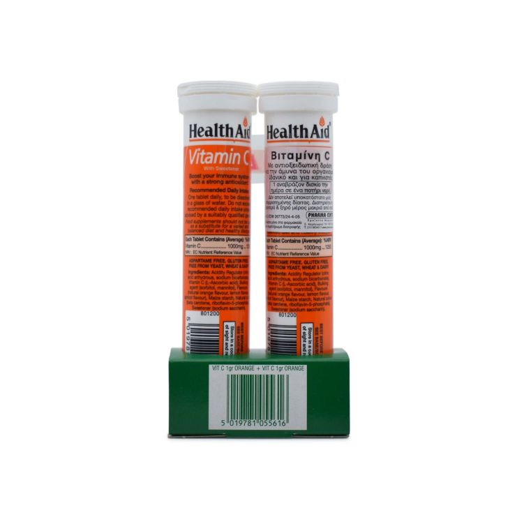 Health Aid Vitamin C 1000mg Πορτοκάλι 20 + 20 Αναβράζουσες ταμπλέτες