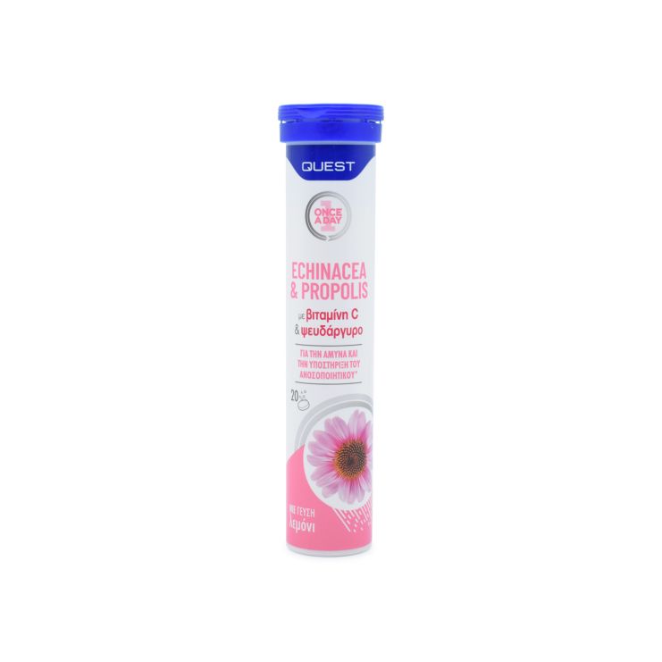 QUEST Eff. Once a Day Echinacea & Propolis 20τμχ (Γέυση Λεμόνι - με Vit. C & Zn)