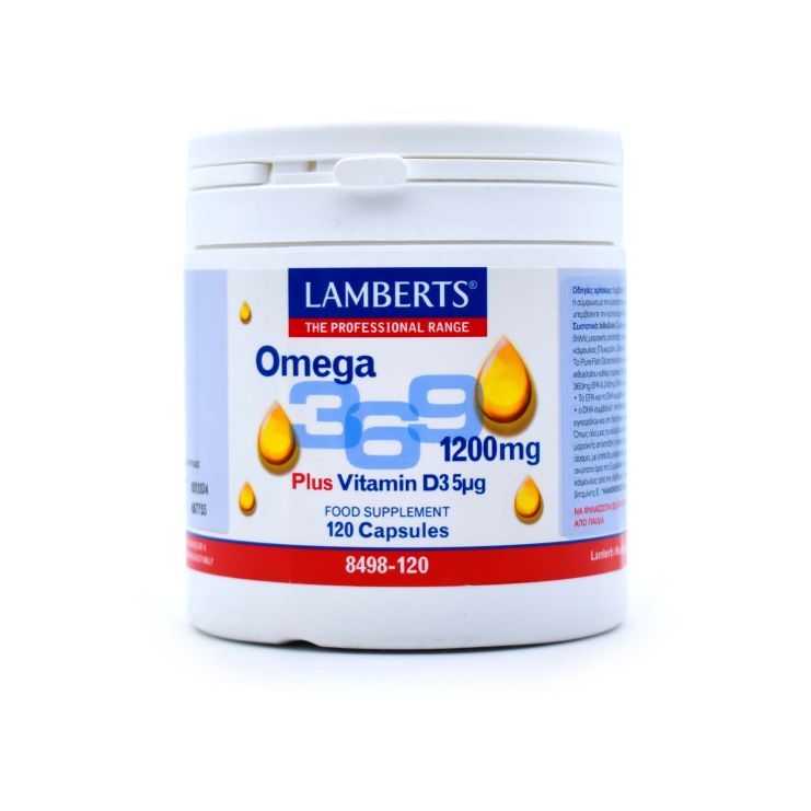 Lamberts Omega 3 6 9 1200mg Plus Vitamin D3 5μg 120 κάψουλες