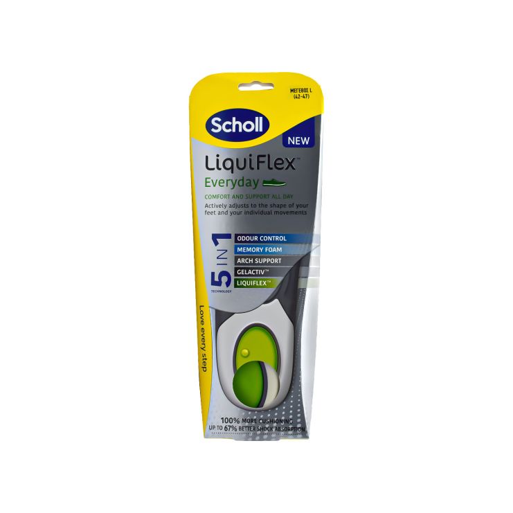Scholl LiquiFlex Everyday Ανατομικοί Πάτοι Παπουτσιών Large No 42-47 1 ζευγάρι 