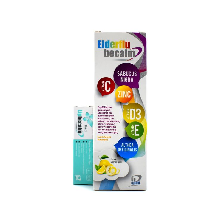 Becalm Elderflu Syrop 250ml & Lipbecalm Fluid Repair Balm 10ml