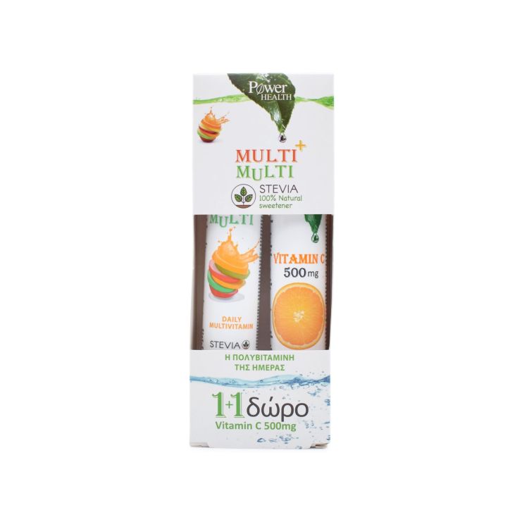 Power Health Multi+Multi με Στέβια 24 Αναβρ. Δισκία & Vitamin C 500mg 20 Αναβρ. Δισκία