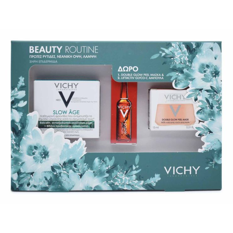 Vichy Beauty Routine Slow Age Cream Spf30 50ml & Mask Peel Double Eclat 15ml & Liftactiv Glyco-c Night 2ml