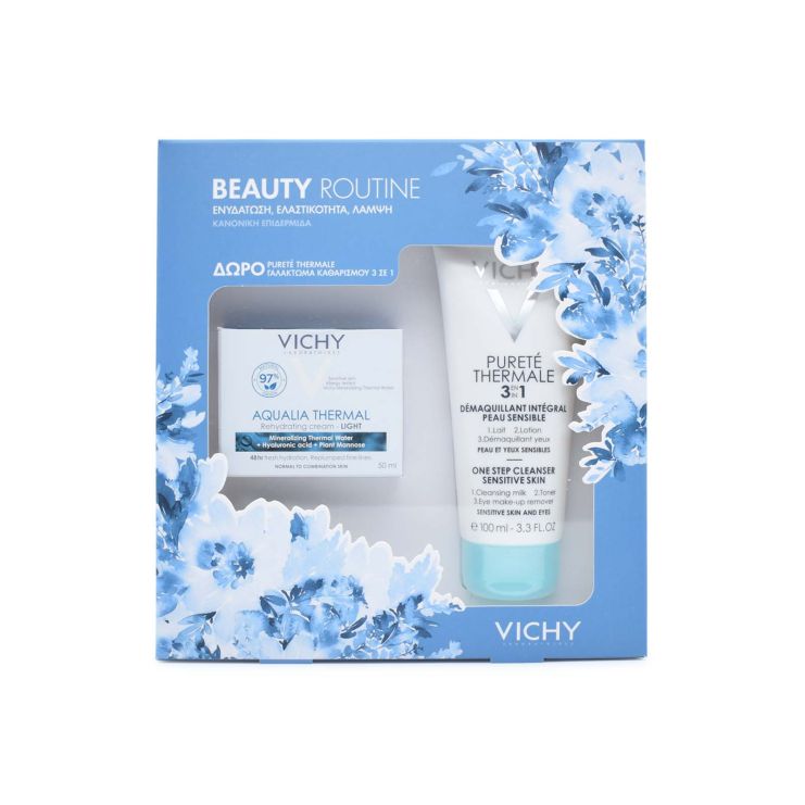 Vichy Beauty Routine Aqualia Thermal Light Rehydrating Cream 50ml & Purete Thermale 3 in 1 100ml