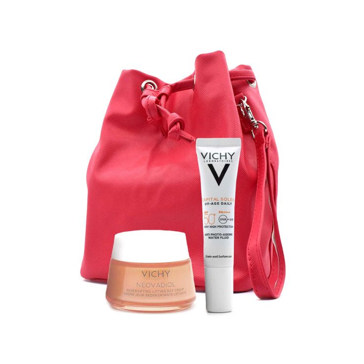 Vichy Neovadiol Redensifying Lifting Αντιγηραντική Κρέμα Ημέρας 50ml & Αντηλιακό Προσώπου κατά της Φωτογήρανσης Capital Soleil UV-Age Daily Face Fluid SPF50+ 15ml & Τσαντάκι Κόκκινο 