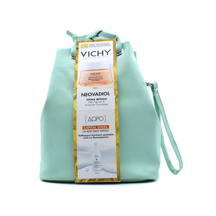 Vichy Neovadiol Redensifying Lifting Αντιγηραντική Κρέμα Ημέρας 50ml & Αντηλιακό Προσώπου κατά της Φωτογήρανσης Capital Soleil UV-Age Daily Face Fluid SPF50+ 15ml & Τσαντάκι Ανοικτό Πράσινο