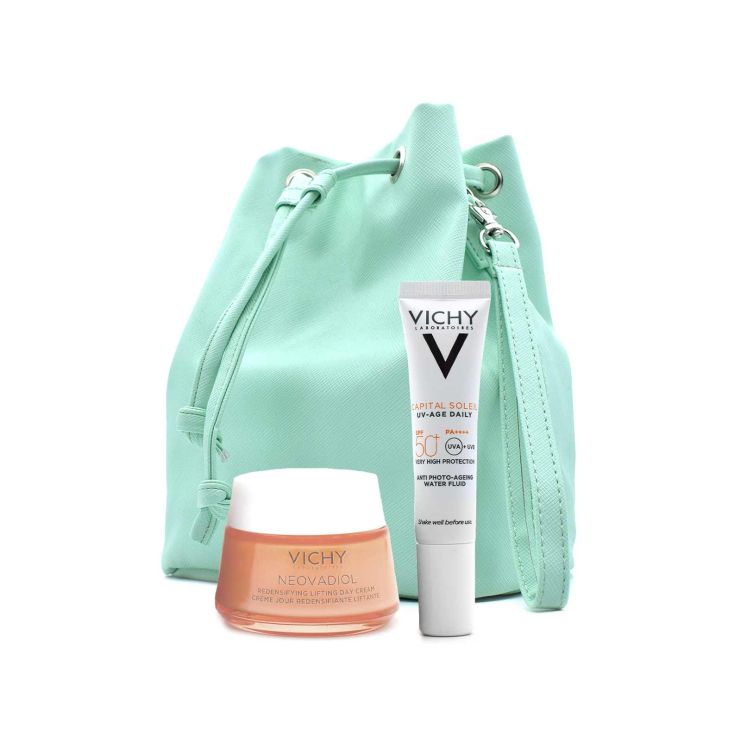 Vichy Neovadiol Redensifying Lifting Αντιγηραντική Κρέμα Ημέρας 50ml & Αντηλιακό Προσώπου κατά της Φωτογήρανσης Capital Soleil UV-Age Daily Face Fluid SPF50+ 15ml & Τσαντάκι Ανοικτό Πράσινο